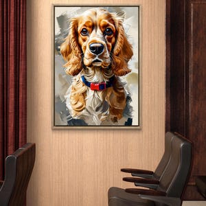 Custom Dog Portrait Canvas, Dog Art, Pet Lover Gift, Animal Wall Decor, Cocker Spaniel Painting, Dog Lover Canvas Print