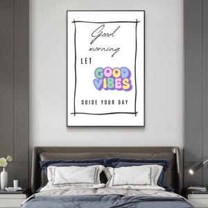 Póster enrollado "Buenas vibras matutinas", arte mural motivacional, decoración inspiradora, estética de dormitorio, regalo de energía positiva