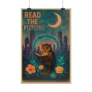 Owl Art Print, Magical Wall Decor, Read the Future Poster, Bohemian Home Decor, Gift for Book Lovers, Unique Wall Art