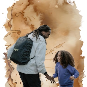 Arte mural de padre e hija en acuarela, ilustración familiar emotiva, impresión de abrazo de padre e hijo, póster de regalo para el Día del Padre