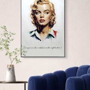 Framed Wall Art - Vintage Marilyn Monroe Print, Retro Home Decor, Inspirational Quote Art, Gift for Movie Lovers, Glamorous Wall Hanging