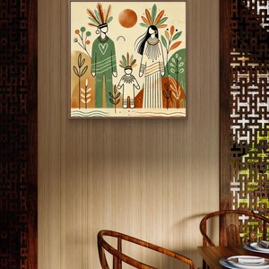 Family Love Wall Art Canvas, Boho Home Decor, Tribal Art Print, Gift for Moms, Nursery Wall Decor, Eco-Friendly Canvas