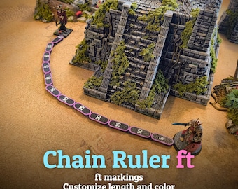 Règle à chaîne en pieds pour jeux de table, RPG et plus, avec longueur et couleur personnalisées