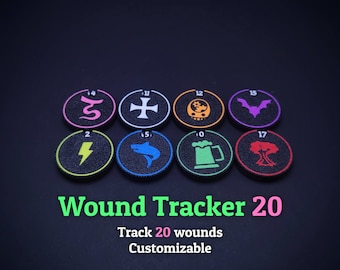 Registro de heridas: 20 heridas con símbolo y color personalizables.