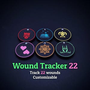 Wound Tracker 22 wounds with customizable symbol and color