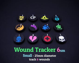 Micro rastreador de heridas: 6 heridas con símbolo y color personalizables.