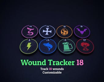 Wound Tracker 18 wounds with customizable symbol and color