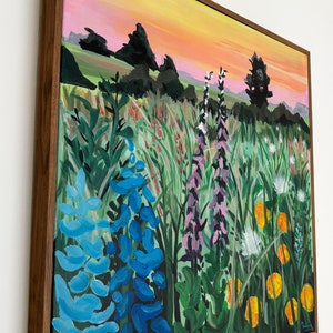Original Wildblumen Gemälde auf Leinwand Gerahmt Landhaus Stil Bild 2
