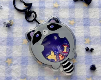 Raccoon Snacks Shaker Keychain | Acrylic Shaker Keychain