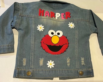 Veste en jean personnalisée Elmo pour bébé