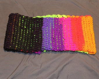Handmade crocheted infinity scarf. Boho style. Soft and full of color.