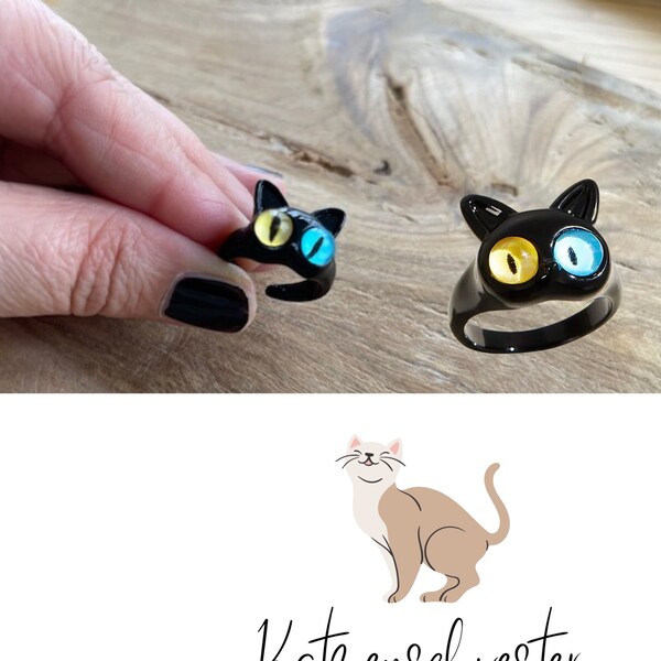 Katzenaugen Ring Nazar Catlover Katzen Glücksbringer Rockabily Gothic Cateyes Cat Muttertagsgeschenk