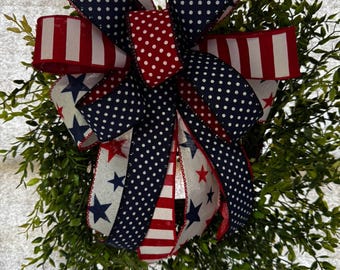 Patriotic Wreath Bow: July 4th Decor, Memorial Day Bow
