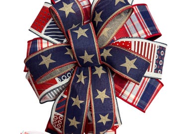 Patriotic Wreath Bow: July 4th Decor, Farmhouse Style