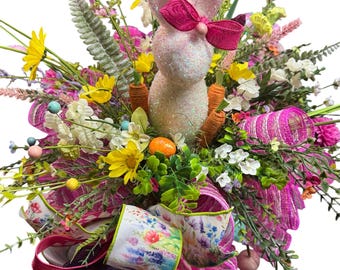 Easter Bunny Floral Centerpiece: Pink Spring Decor