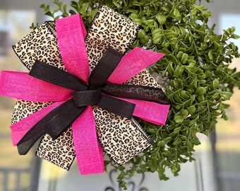 cheetah bow, cheetah decor, home decor, animal bow, lantern bow, pink bow,