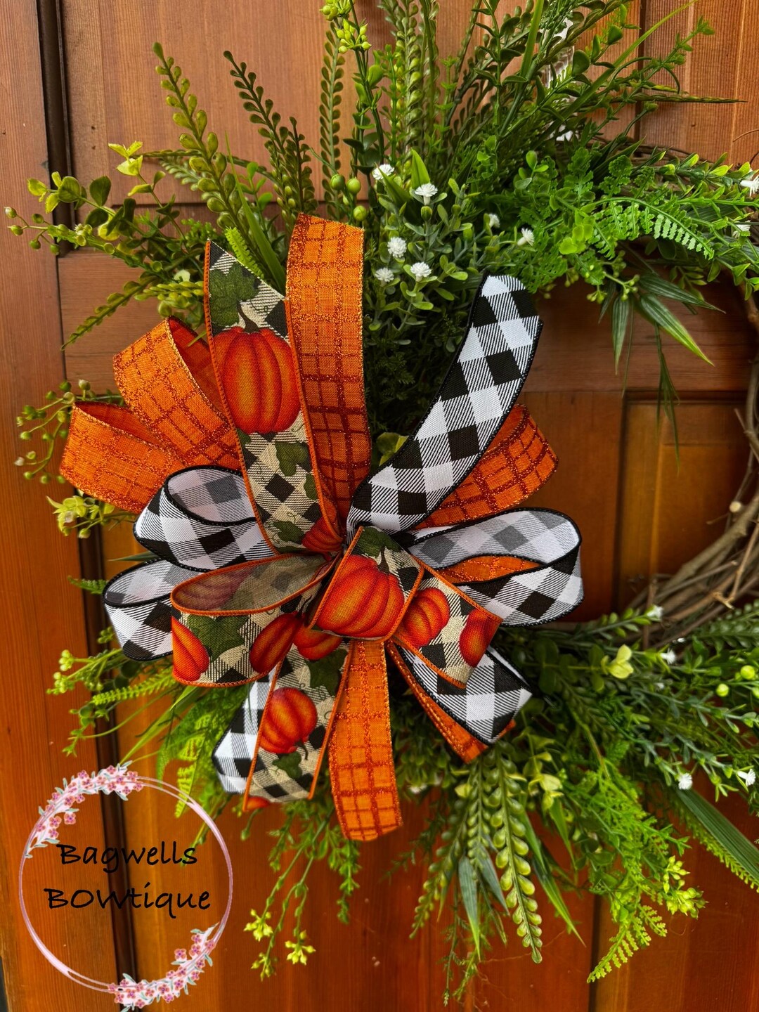 Fall Ribbon Bow Fall Pumpkin Wired Ribbon Bow: Autumn Wreath Decor - Etsy