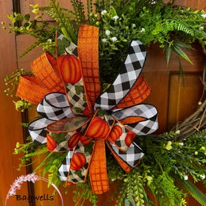 Fall Bow,Fall Wreath Bow, Fall Deor, Lantern Bow, Home Decor, Fall mailbox bow, fall mantle bow, pumpkin bow, Autumn decor, orange bow