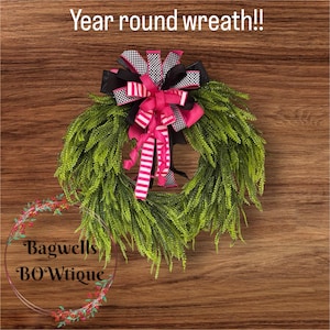 Button Fern wreath, spring bead grass wreath everyday wreath  all seasons door wreath grass bead summer home decor cascading greenery wreath