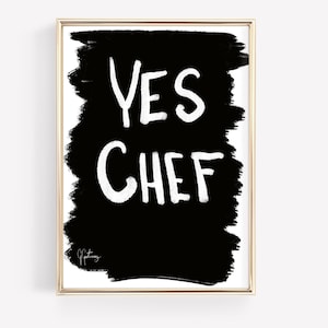 Yes Chef 手描きのユニークなタイポグラフィポスター モダンキッチンアート シカゴビーフ ミニマル トレンディ ゲストチェックプリント ヴィンテージワインポスター