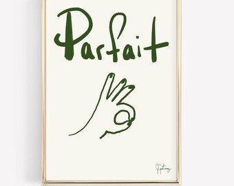 Retro Maximalist Decor Trendy Wall Art Parfait A-OK Original Hand Drawn Art Modern Minimalist Wall Art Print
