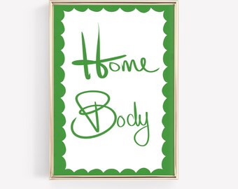 Homebody Print: Green Scalloped Edges, Minimalist Wall Art