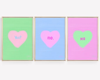 Candy Bright Heart Art Print Set: Coquette Dorm Decor (Downloadable Prints)