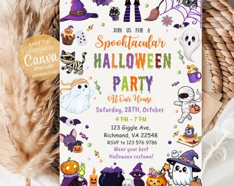 Spooktacular Halloween Bday Party Card Lets Get Spooky Happy Boo Day, Costume Party Invite, Halloween Invite, Spooktacular Party Invite