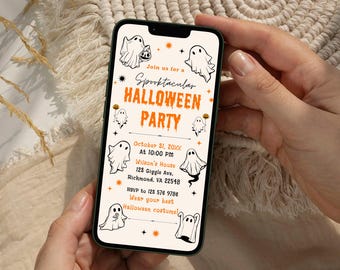 Halloween Electronic Spooktacular Bday Party Invite, Halloween Mobile Invites, Digital Halloween Party Invitation, Halloween Evite