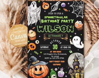 Halloween Bday Party Card Lets Get Spooky Happy Boo Day, Costume Party Invite, Halloween Invite, Spooktacular Party Invite
