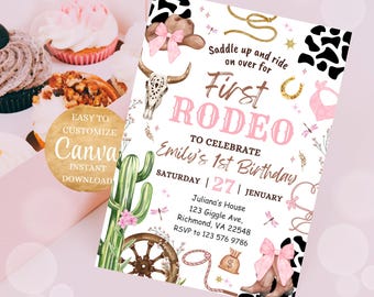 Cowgirl party invite Template, Editable Hot Pink Cowgirl, Disco Rodeo Western Invite, Cowgirl Birthday Invitation, Rodeo Invitation