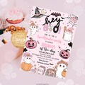 Editable Spooktacular Halloween Party Card October Birthday, Costume Party Invite Halloween Birthday Invitation, Pink Halloween Invitation product logo
