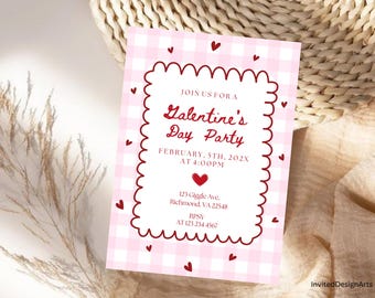 Galentines Day Party Invitation Flirty Bow Invite, Girls Night Party Invitation Template, Galentines Day Party, Valentine's Invite