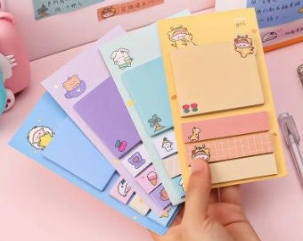 Kawaii Animals Memo Pad / Lista de tareas pendientes, lindo, colorido, oso, animales, papelería de oficina, regreso a clases, pastel