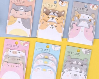 Cute Animals Sticky Notes / Lista de tareas pendientes, lindo, colorido, oso, animales, papelería de oficina, regreso a clases, pastel, niños