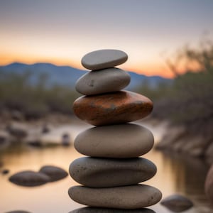 Carefully Curated 7-Stone Loose River Rock Stacking Cairn Set – 3-4" Stones, 7-8" High, Chakra Healing & Balance – See Item Detail Below