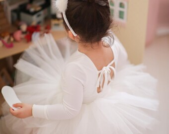 White ballerina baby dress, baby tutu white. ballerina inspired dress, easter ballerina tutu, easter costume, white flwoer girl dress,