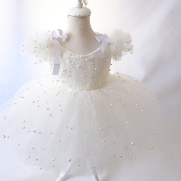 Flower girl dress, pearl dress toddler, white flower girl pearl dress, summer wedding dress for kid, mini bride dress, mini bridesmaid gown