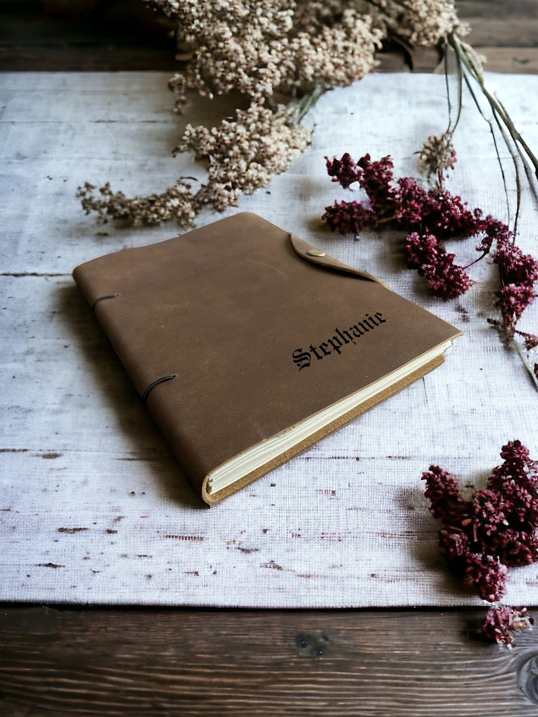 Rustic Notebooks Personalized Vintage Genuine Leather Journal Handmade Cotton Paper ...