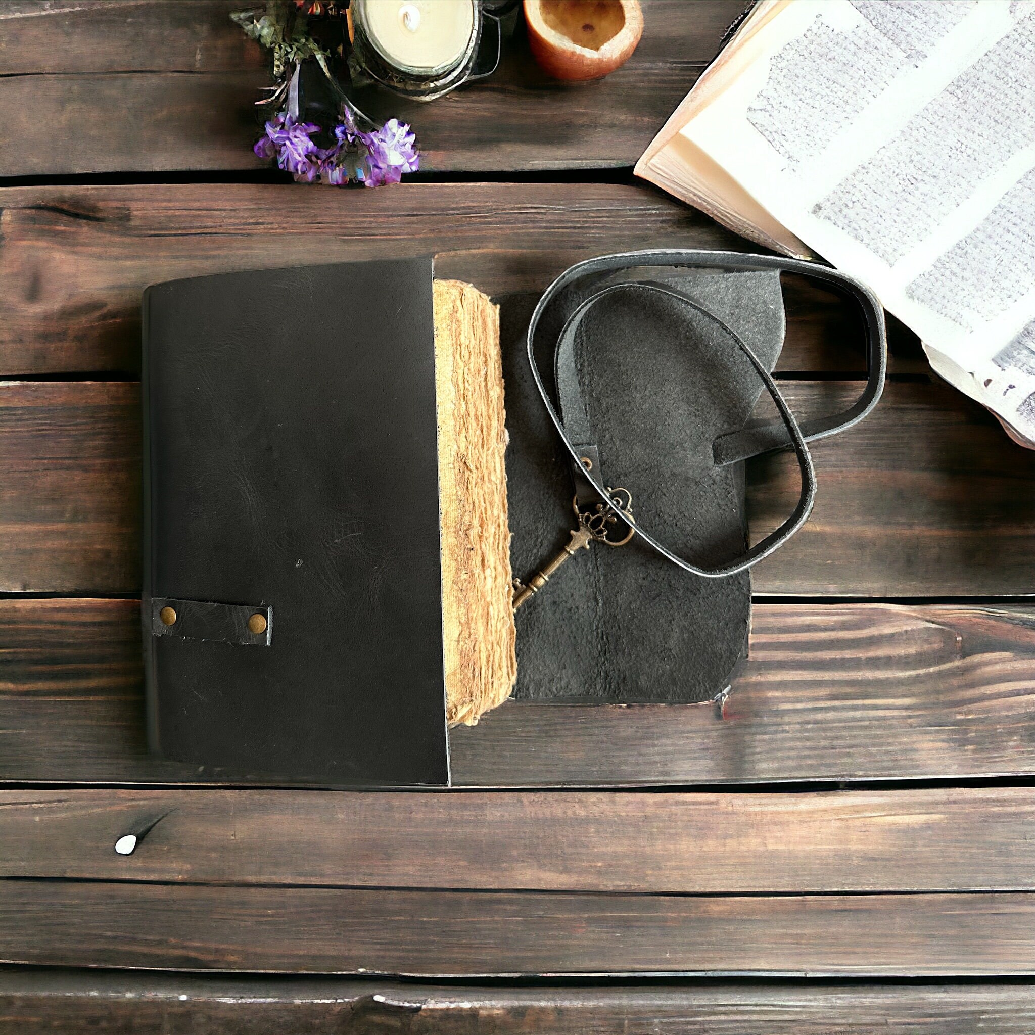 Custom Leather Journal Rustic Leather Notebook Deckle Edge Paper ...