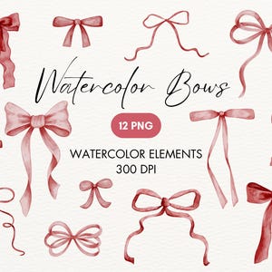 Watercolor Bows PNG Clipart Pink Ribbon Bows Clipart for Baby Shower Invitations Weddings Nursery Clipart Trendy Pink Bows PNG Illustrations