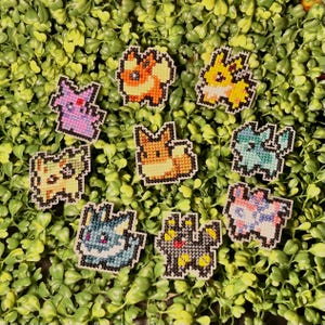 Eeveelution Cross Stitch Pins
