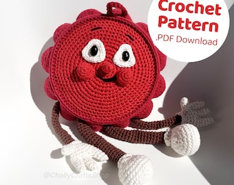 Cap Guy Mascot Crossbody Bag Amigurumi Crochet Pattern PDF Download