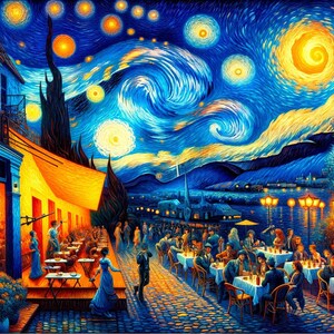 Café de nuit Terrasse de café la nuit Les Alpilles Van Gogh Téléchargement instantané de 3 belles toiles image 2
