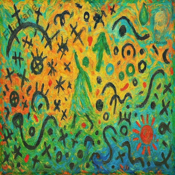 Aurea – Abstraction Conceptuelle TypoChromic I  Echo Claude Monet, Miró et Kandinsky I Toile fine art