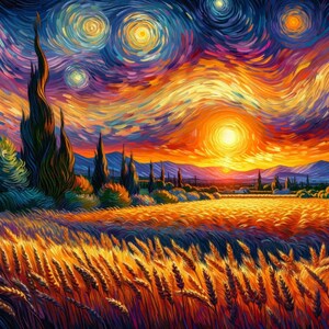 Tableau Van Gogh Crépuscule Téléchargement instantané de 3 belles toiles image 1