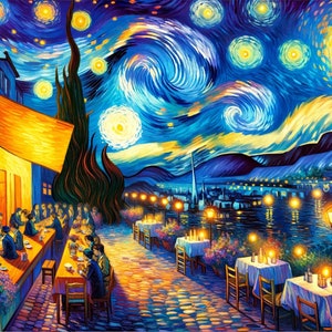 Café de nuit Terrasse de café la nuit Les Alpilles Van Gogh Téléchargement instantané de 3 belles toiles image 7