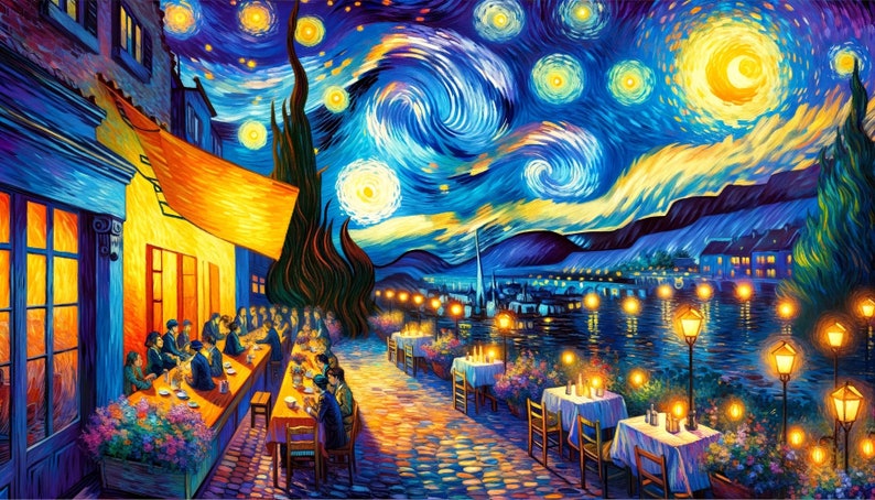 Café de nuit Terrasse de café la nuit Les Alpilles Van Gogh Téléchargement instantané de 3 belles toiles image 7