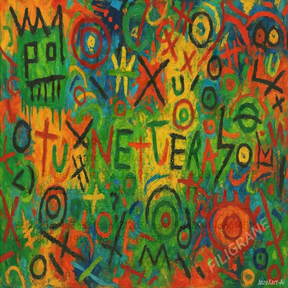 Totemia – Digital Download of TypoChromic Abstract Art – Totems and Sacred Symbols