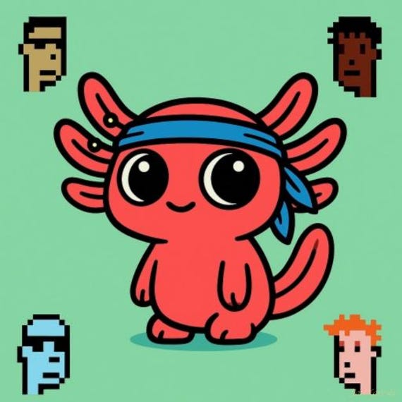 MoonAxolotl – Curious Soul | Digital Fine Art | Typochromic Art | Illustrated Totem | Instant Download |